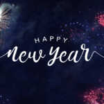 Happy New Year Typography with Fireworks